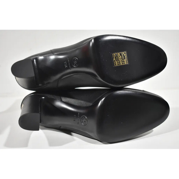 Chanel 20A Black Lambskin Leather Patent Pearl CC Ankle Short Heel Boots 41.5 - Picture 11 of 11